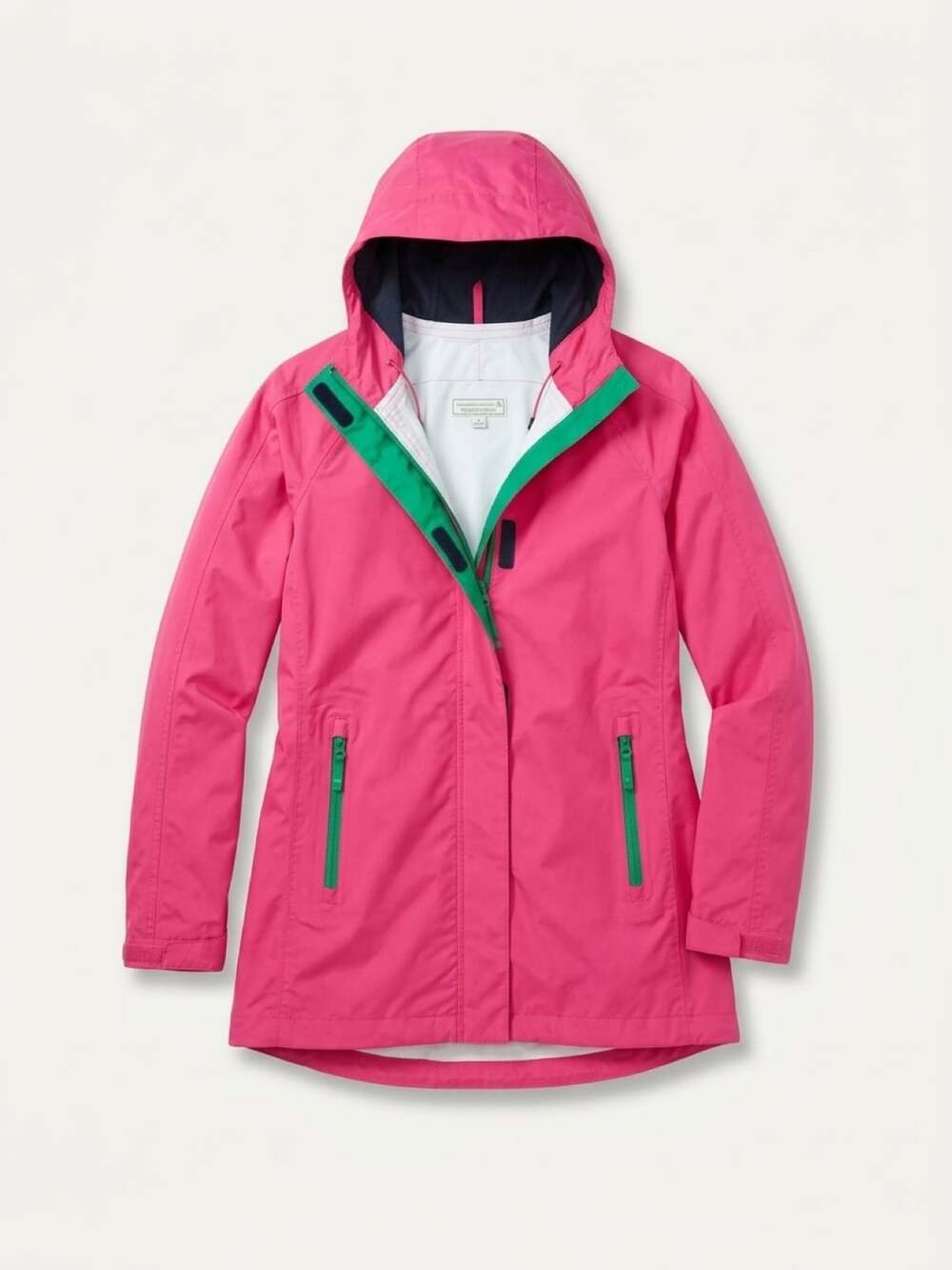 Vineyard Vines Pink Hooded Rain Jacket Womens Waterproof Teal Zip Pockets XS